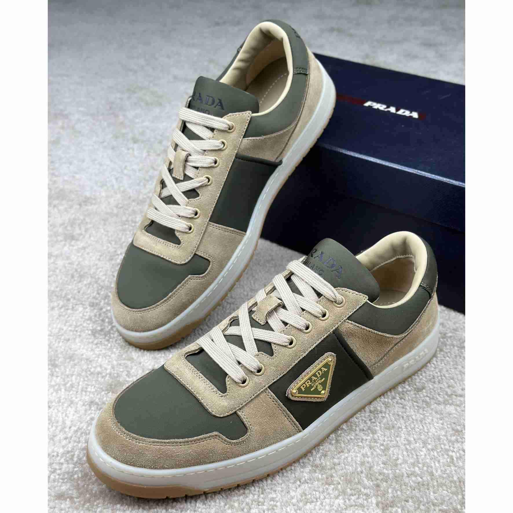 Prada Downtown Suede And Re-Nylon Sneakers - EUR FASHION