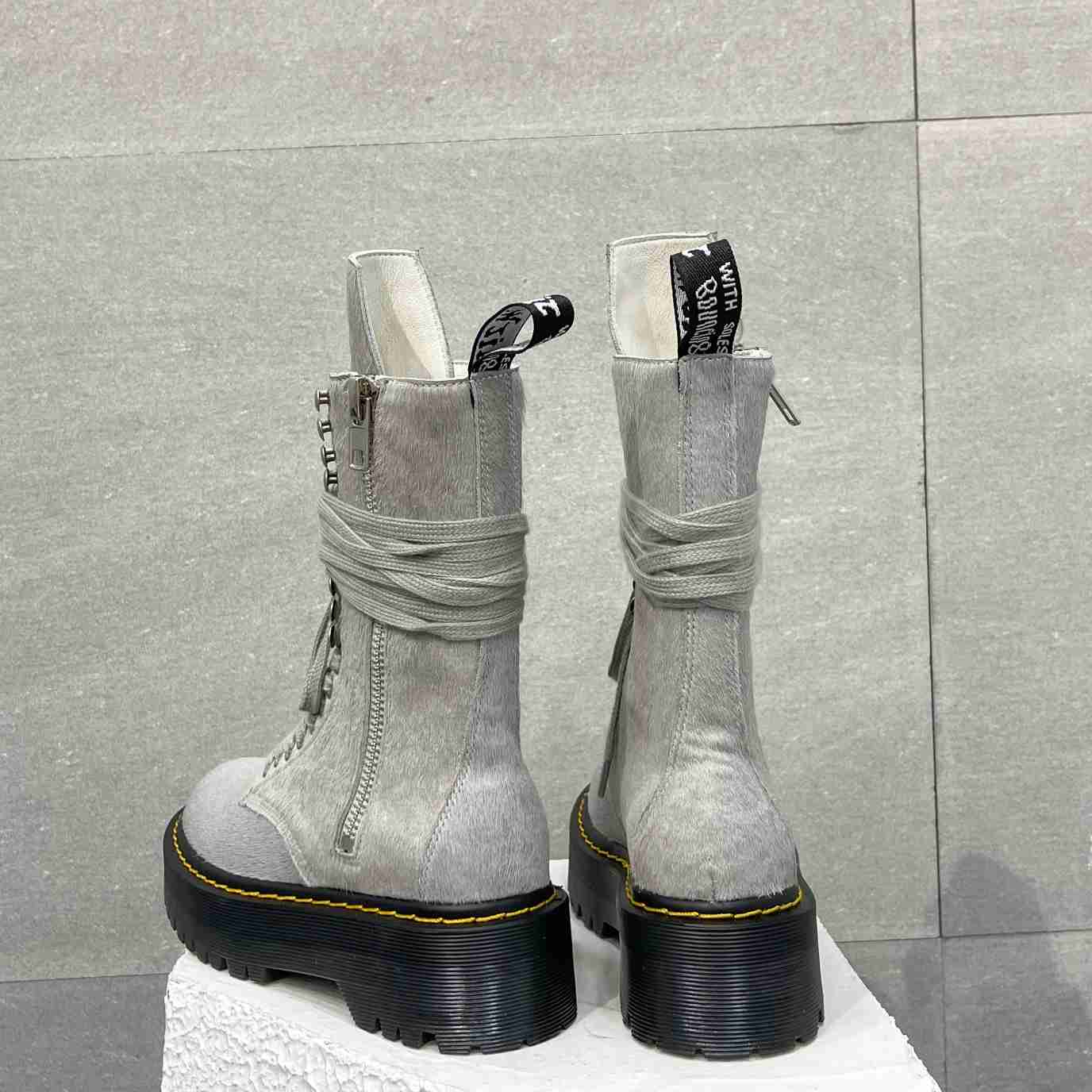 Rick Owens x Dr Martens Calf-hair Quad-sole Boots - EUR FASHION