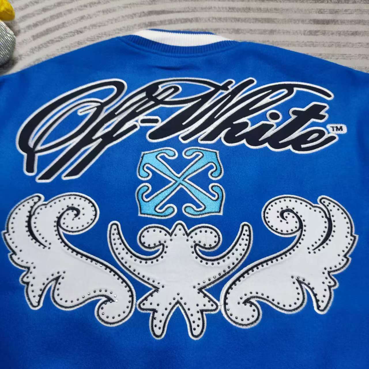 Off-White Royal Logo-appliqué Varsity Jacket - EUR FASHION