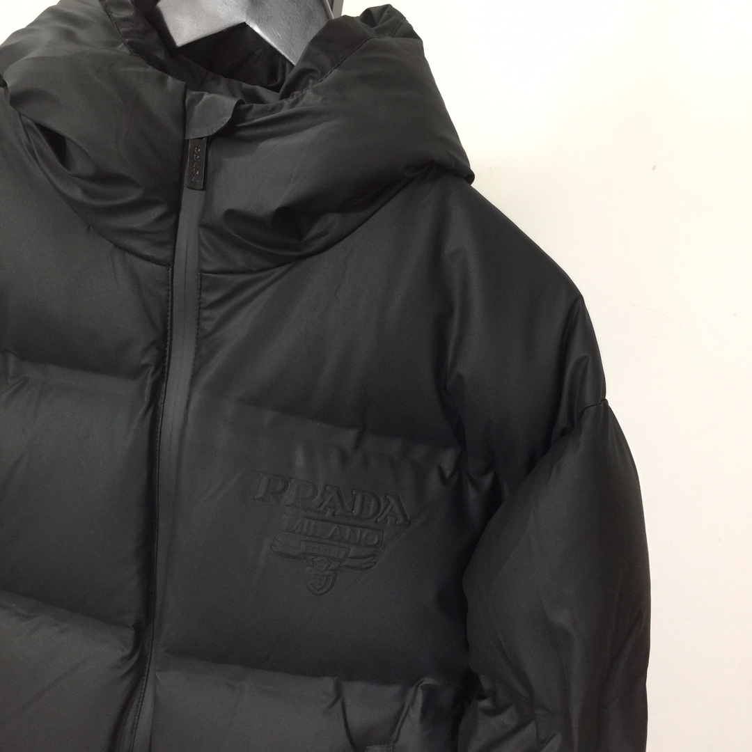 Prada Black Hooded Puffer Jacket - EUR FASHION