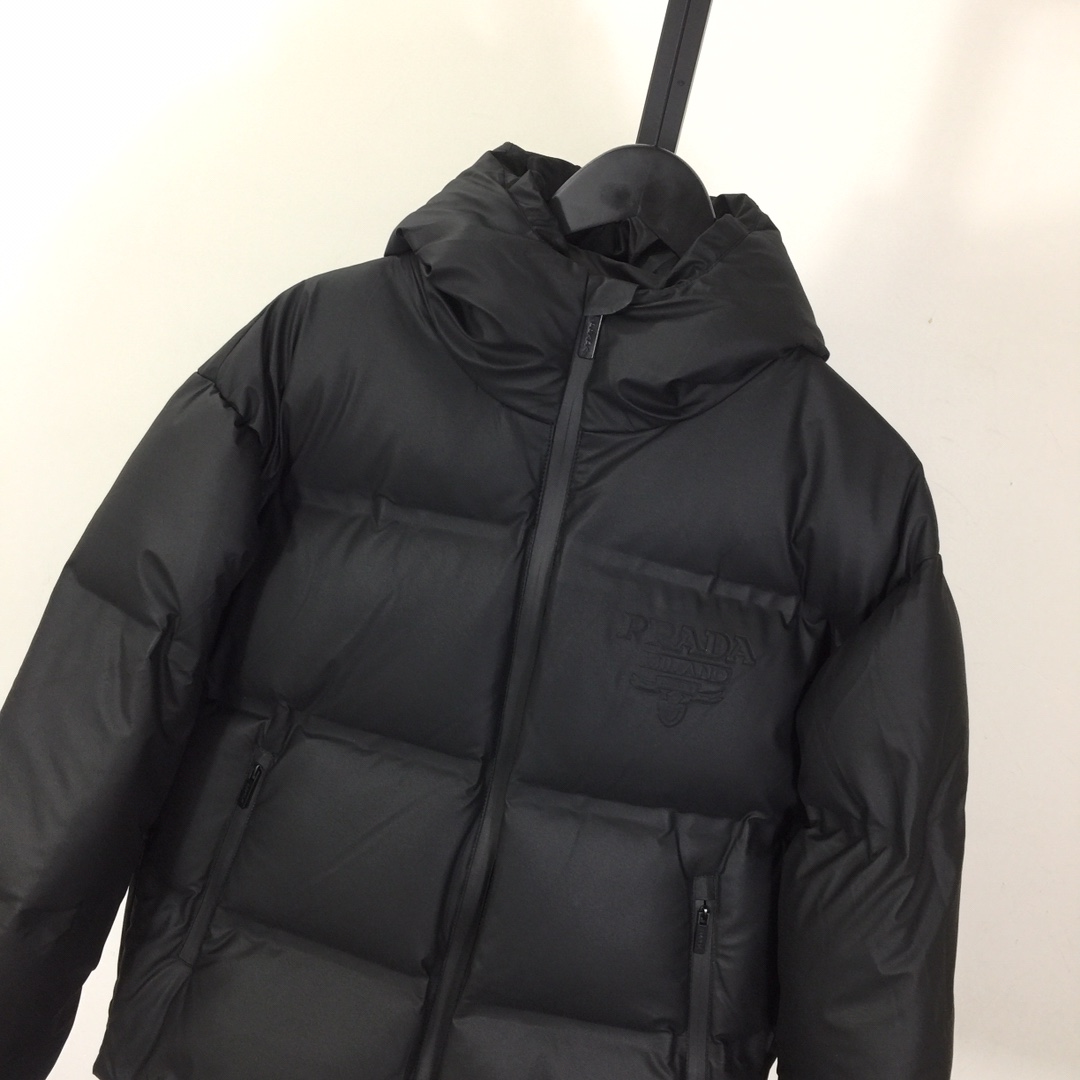 Prada Black Hooded Puffer Jacket - EUR FASHION