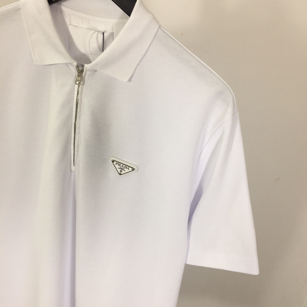 Prada Triangle-logo Cotton Polo Shirt - EUR FASHION