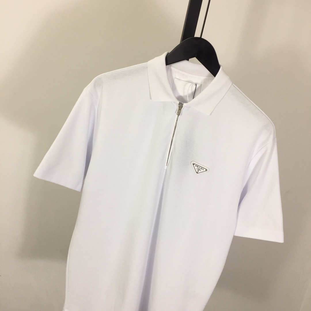 Prada Triangle-logo Cotton Polo Shirt - EUR FASHION