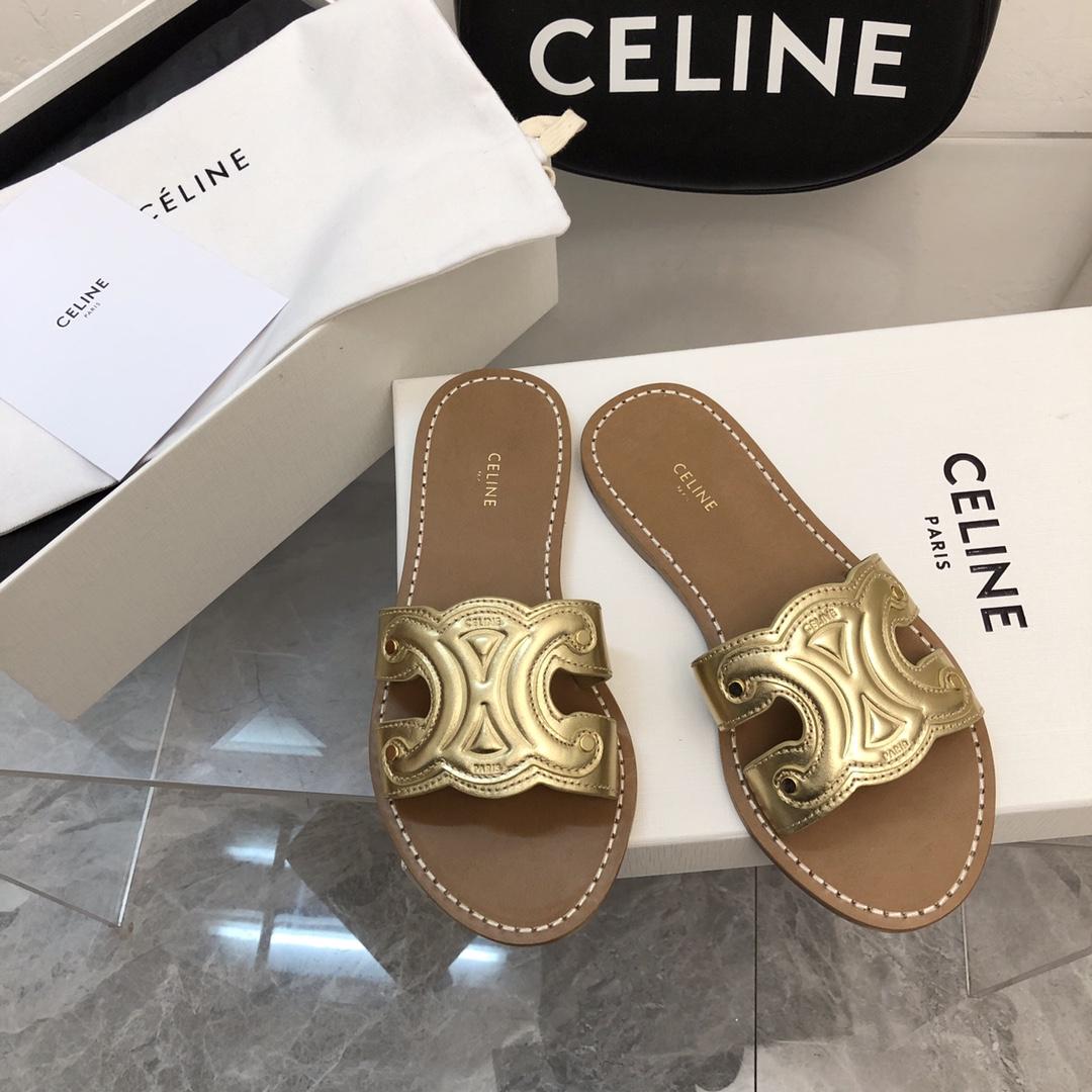 Celine Triomphe Mule In Metalized Calfskin - EUR FASHION