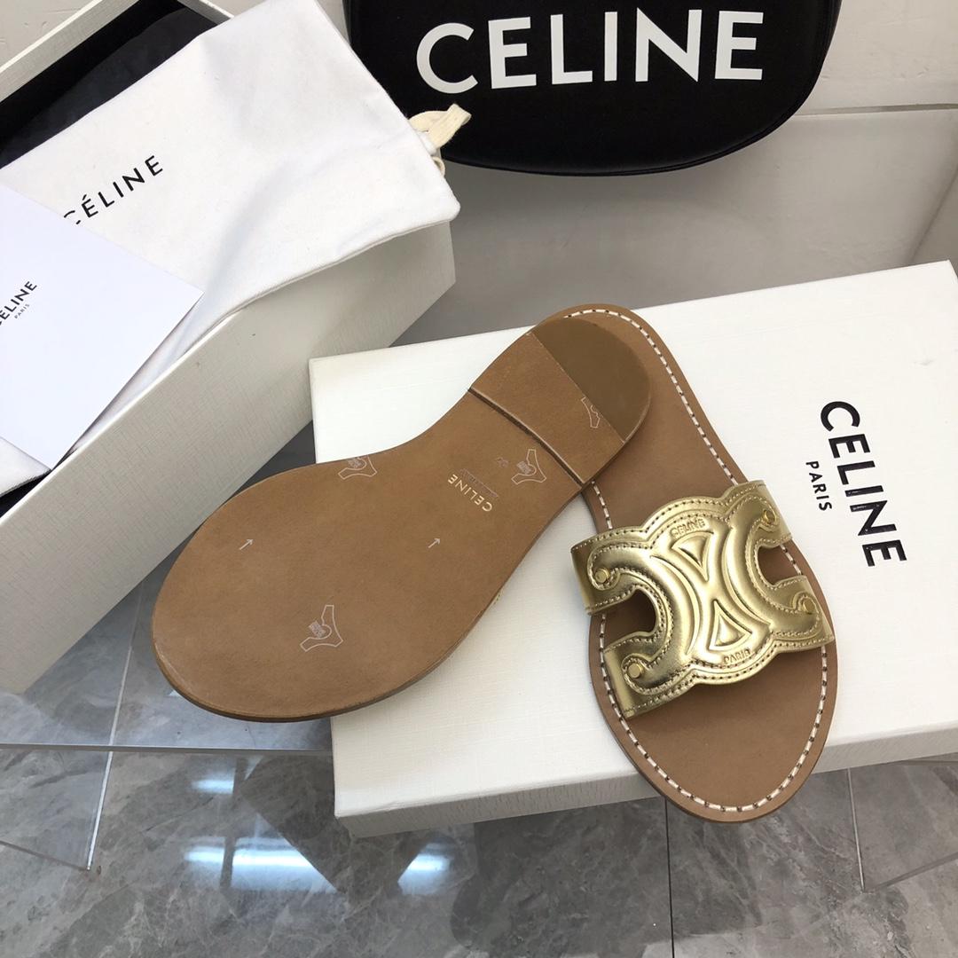 Celine Triomphe Mule In Metalized Calfskin - EUR FASHION