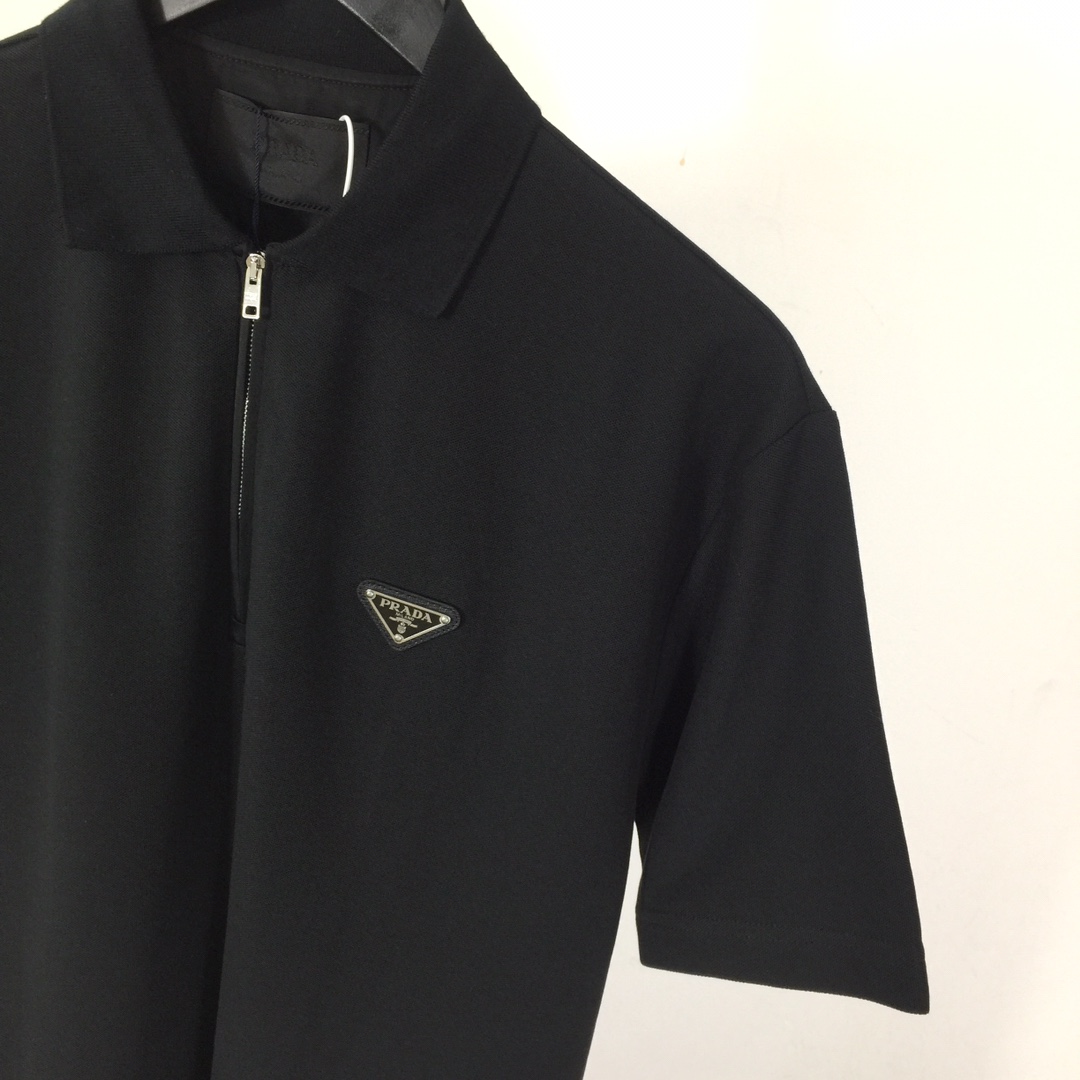 Prada Triangle-logo Cotton Polo Shirt - EUR FASHION