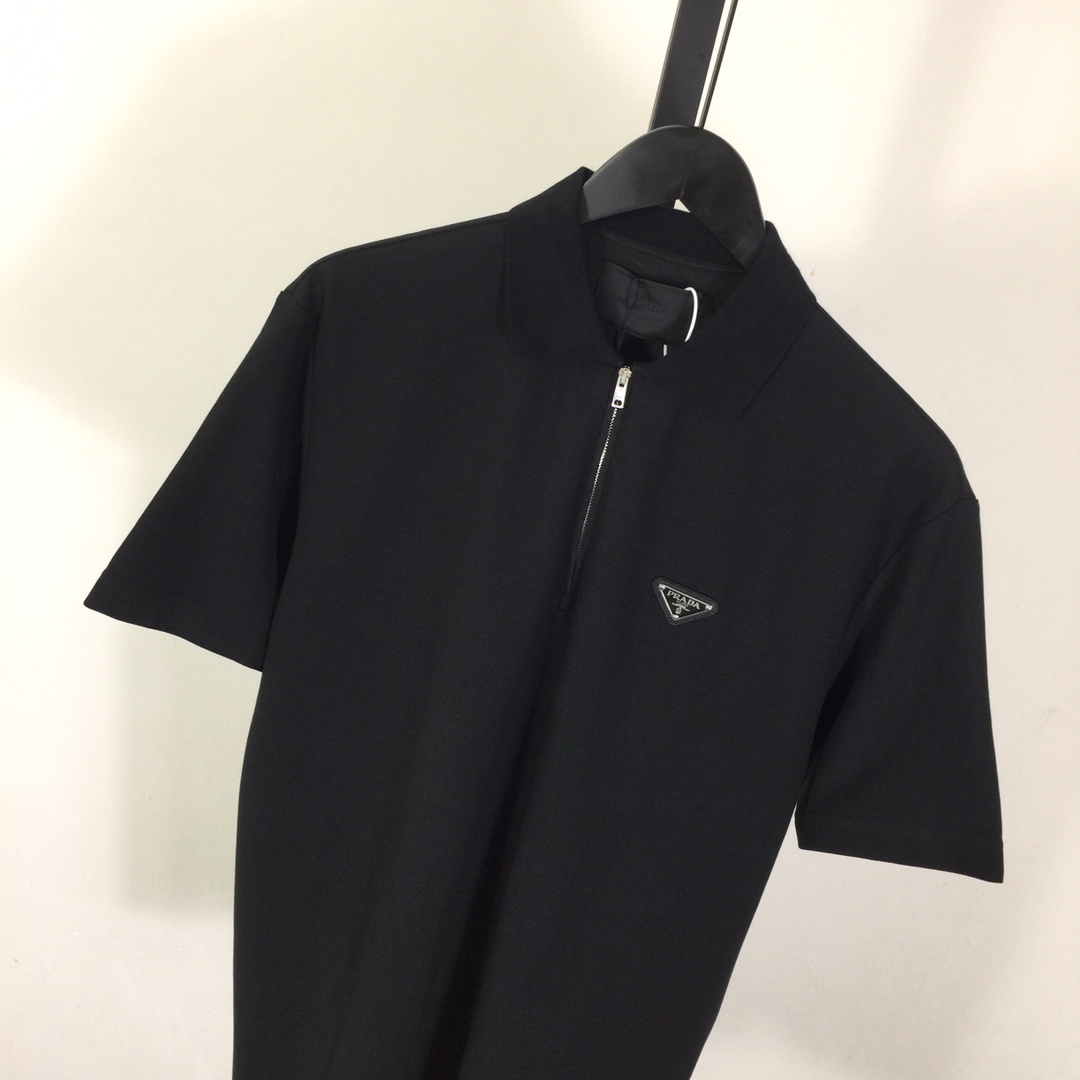 Prada Triangle-logo Cotton Polo Shirt - EUR FASHION