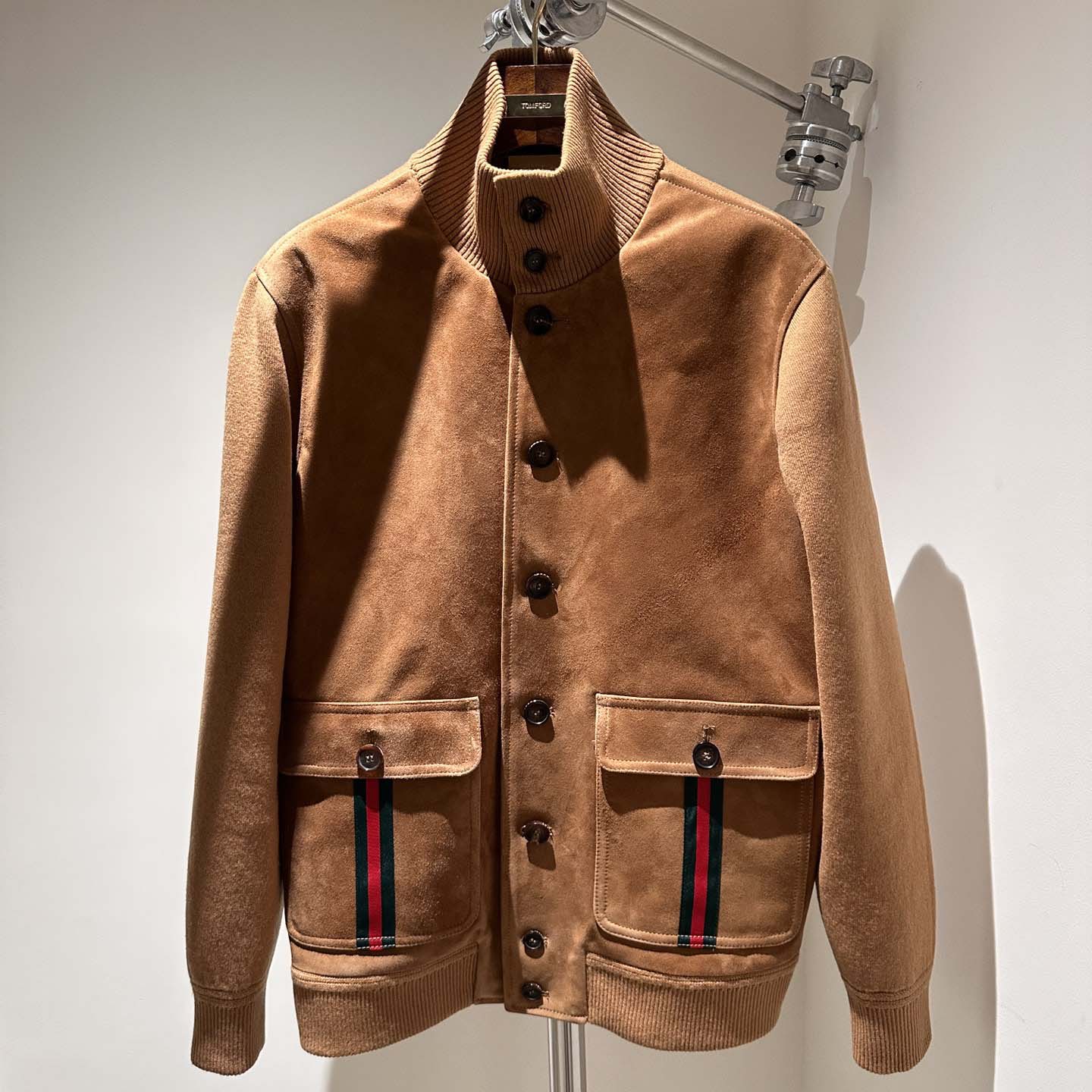 Gucci Suede Bomber Jacket With Web - EUR FASHION