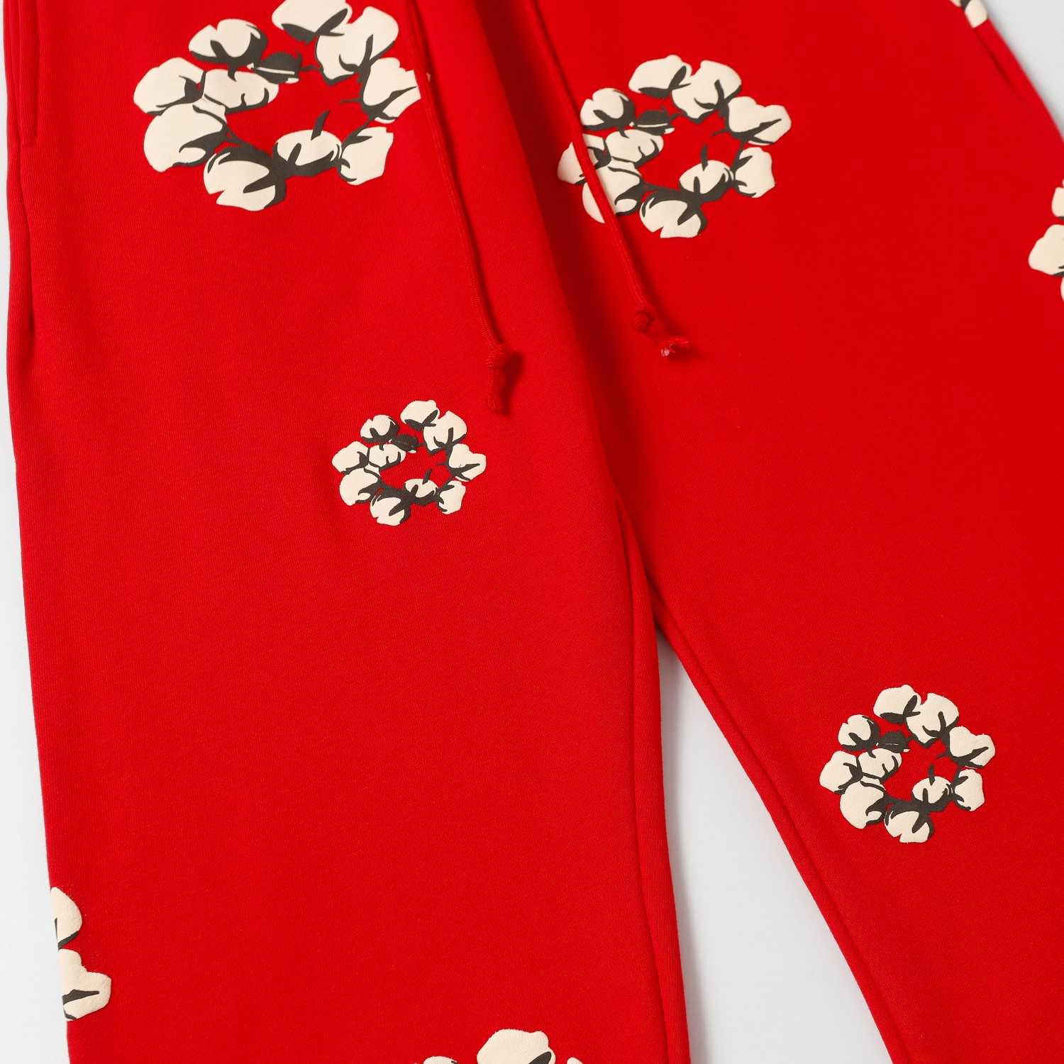 Denim Tears Cactus Tears Wreath Sweatpants Red - EUR FASHION