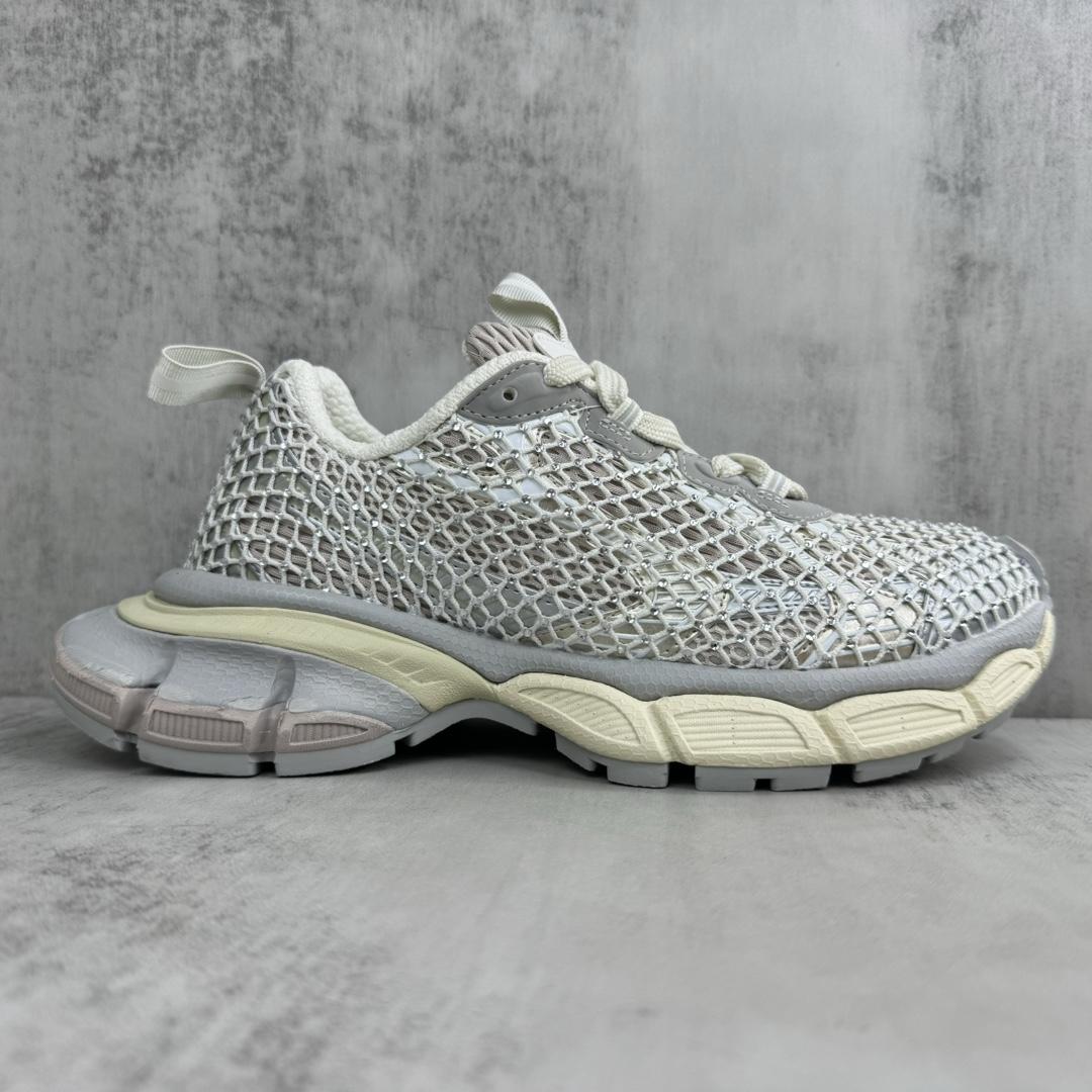 Balenciaga 3XL Fishnet Sneaker In Eggshell And Crystal Mesh - EUR FASHION