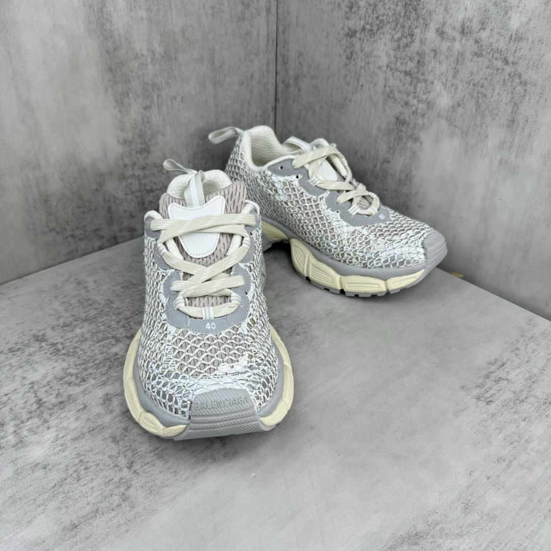 Balenciaga 3XL Fishnet Sneaker In Eggshell And Crystal Mesh - EUR FASHION