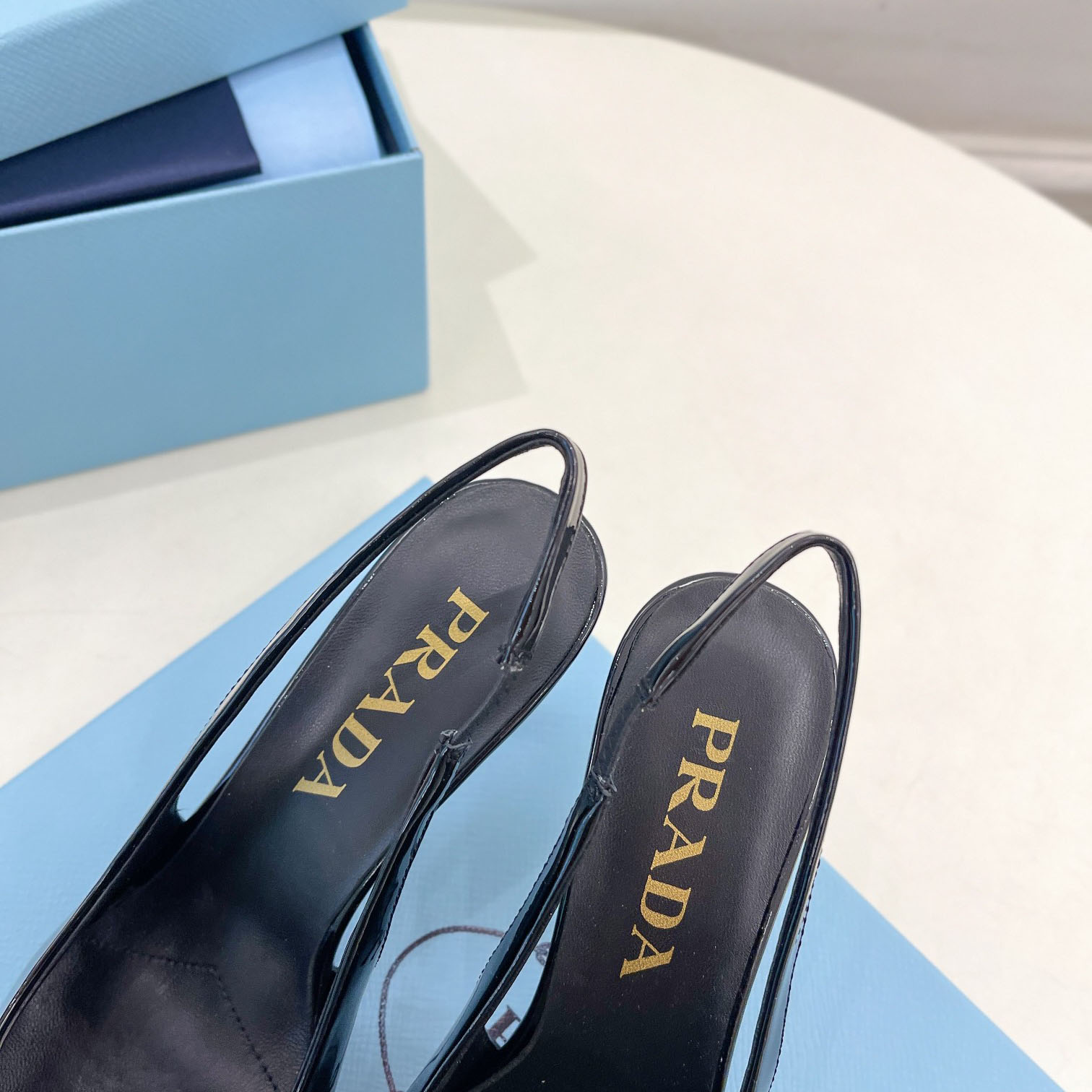 Prada 75m Patent Leather Slingback Pumps - EUR FASHION