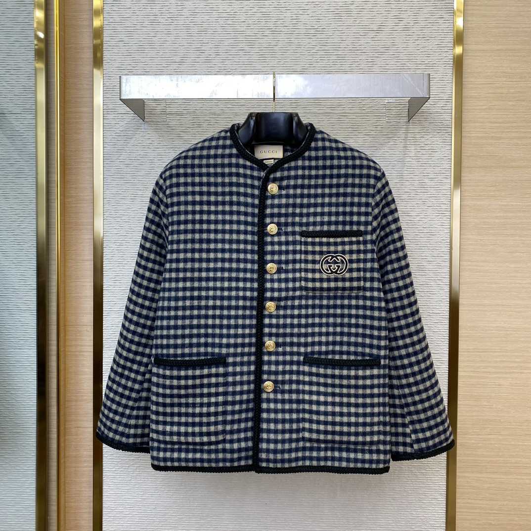 Gucci Wool Gingham Jacket With Interlocking G  - EUR FASHION