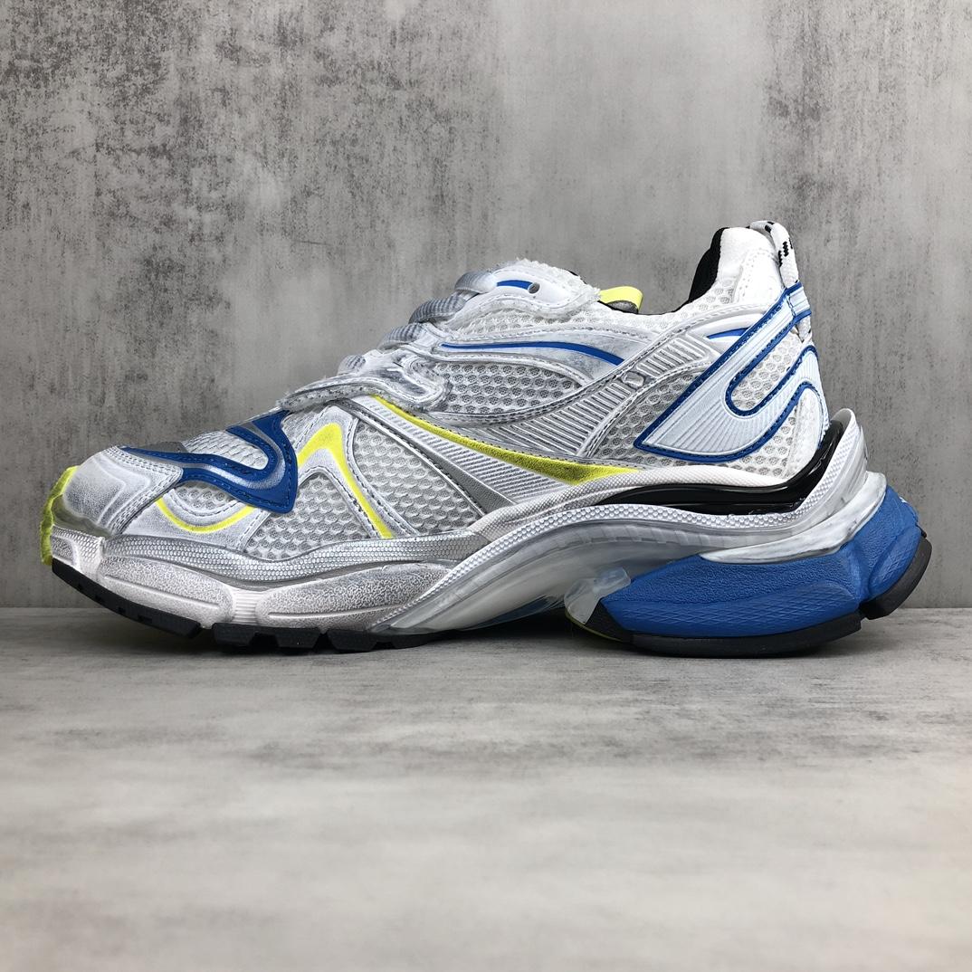 Balenciaga Runner 2.0 Sneaker In White, Yellow And Blue Mesh And Polyurethane - EUR FASHION