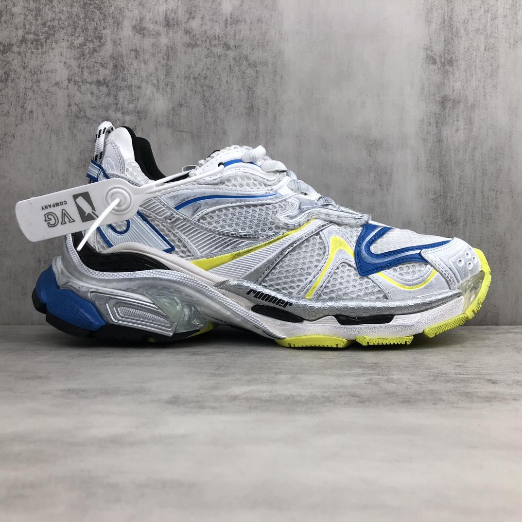 Balenciaga Runner 2.0 Sneaker In White, Yellow And Blue Mesh And Polyurethane - EUR FASHION