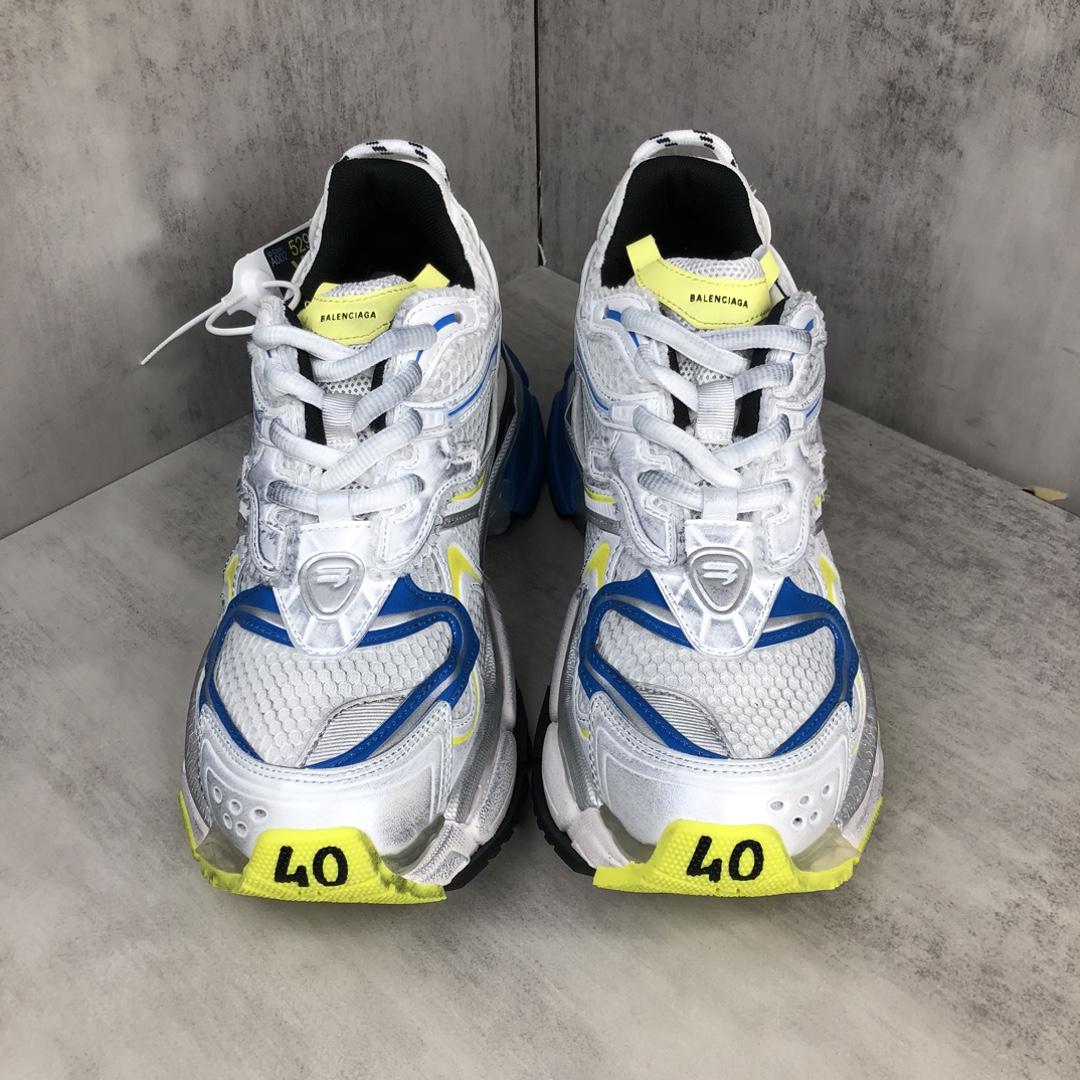 Balenciaga Runner 2.0 Sneaker In White, Yellow And Blue Mesh And Polyurethane - EUR FASHION