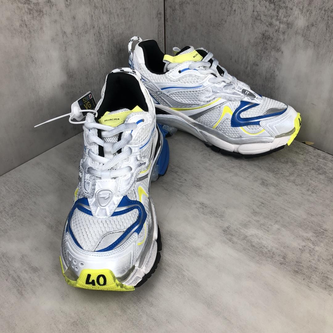 Balenciaga Runner 2.0 Sneaker In White, Yellow And Blue Mesh And Polyurethane - EUR FASHION