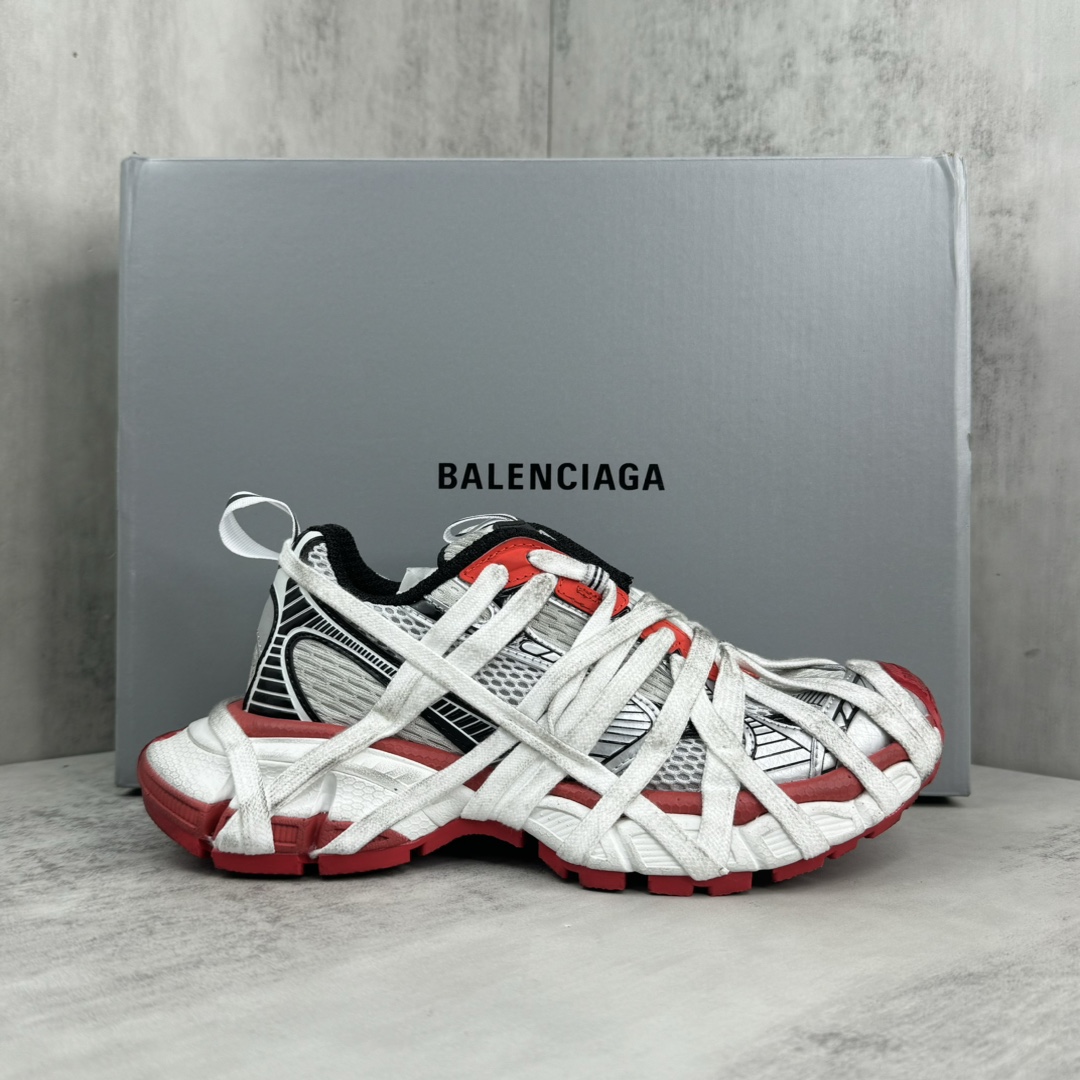 Balenciaga 3XL Extreme Lace Sneaker In Grey/red/black/white  - EUR FASHION