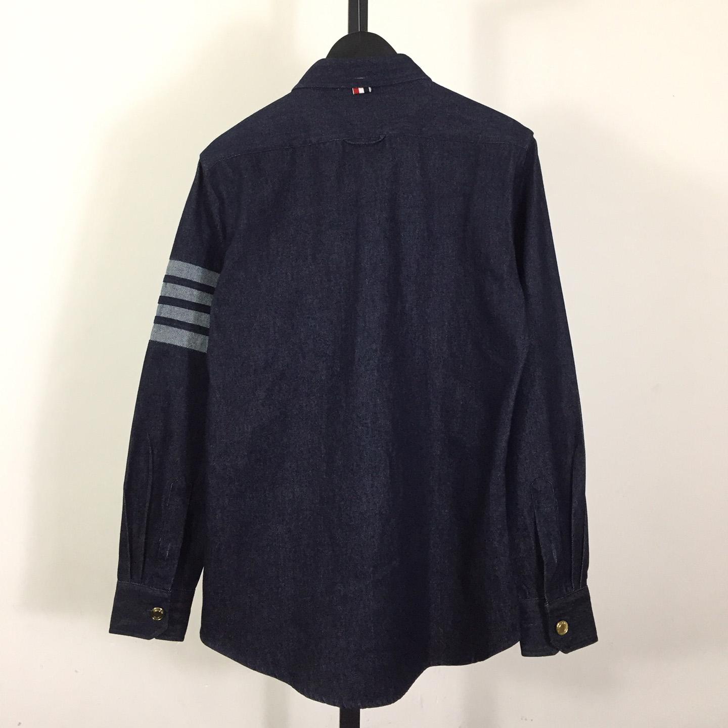 Thom Browne 4-Bar Denim Button-Up Shirt - EUR FASHION