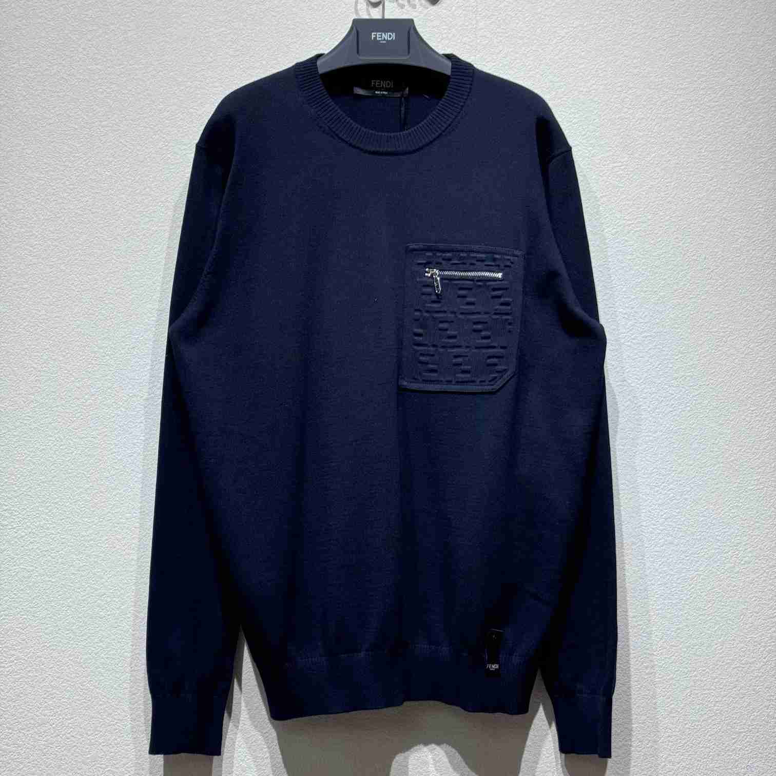 Fendi Navy Blue Wool Jumper - EUR FASHION