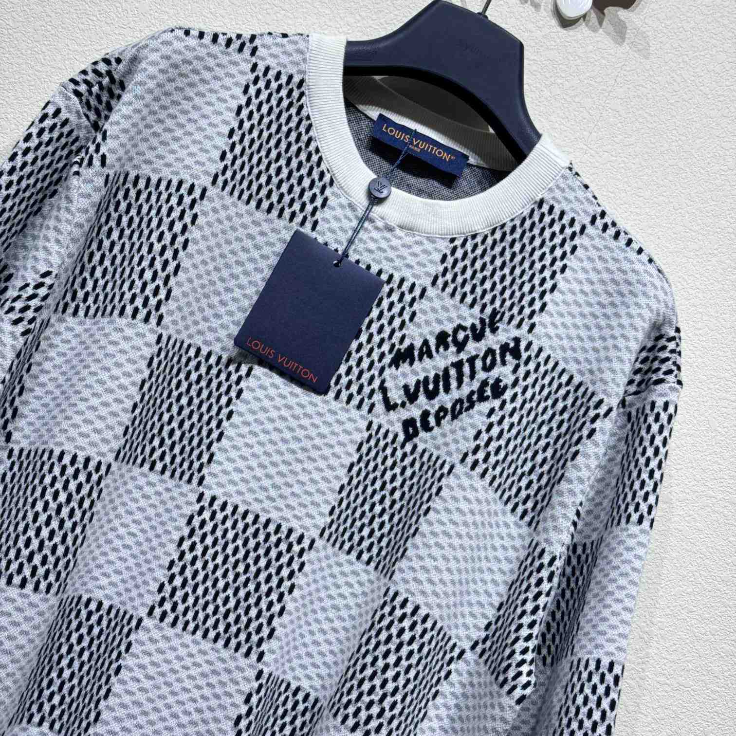 Louis Vuitton Damier Jacquard Short-Sleeved Crewneck   1AHEB7 - EUR FASHION