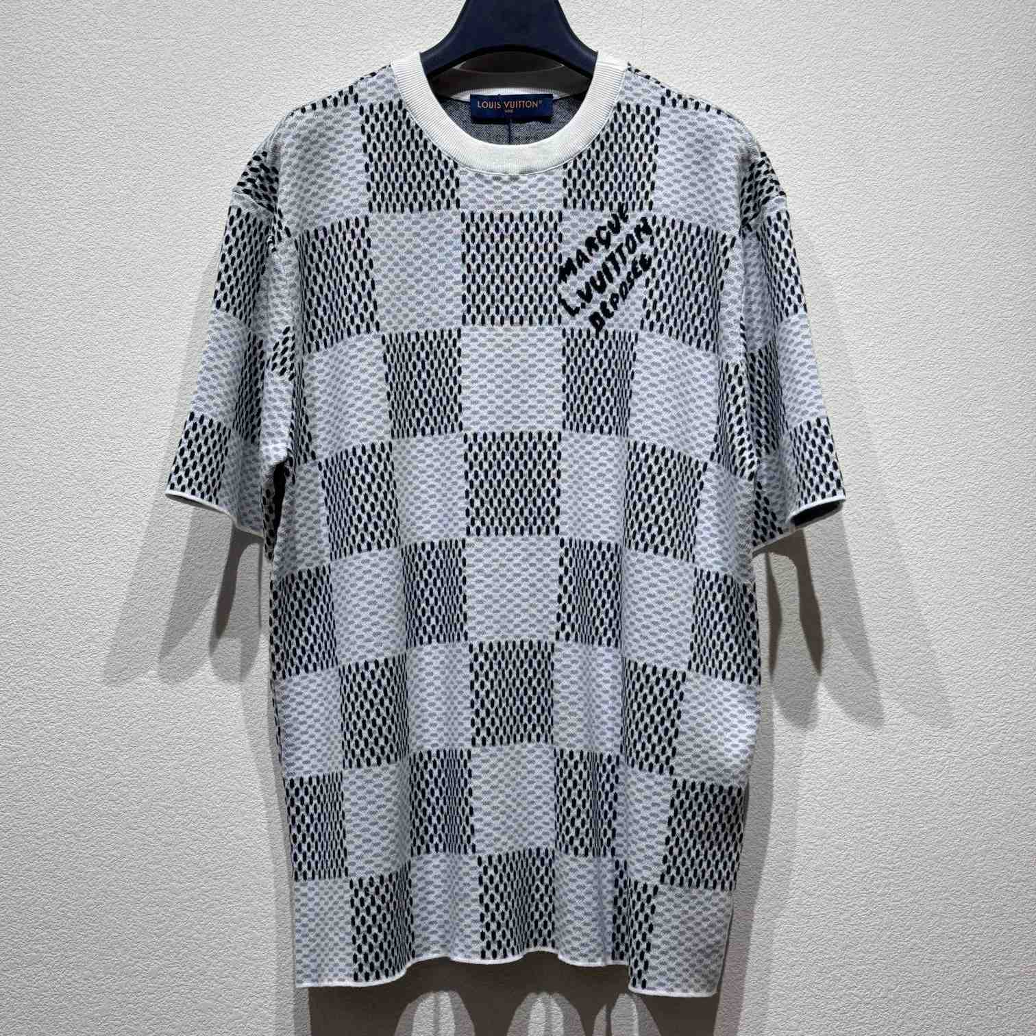 Louis Vuitton Damier Jacquard Short-Sleeved Crewneck   1AHEB7 - EUR FASHION