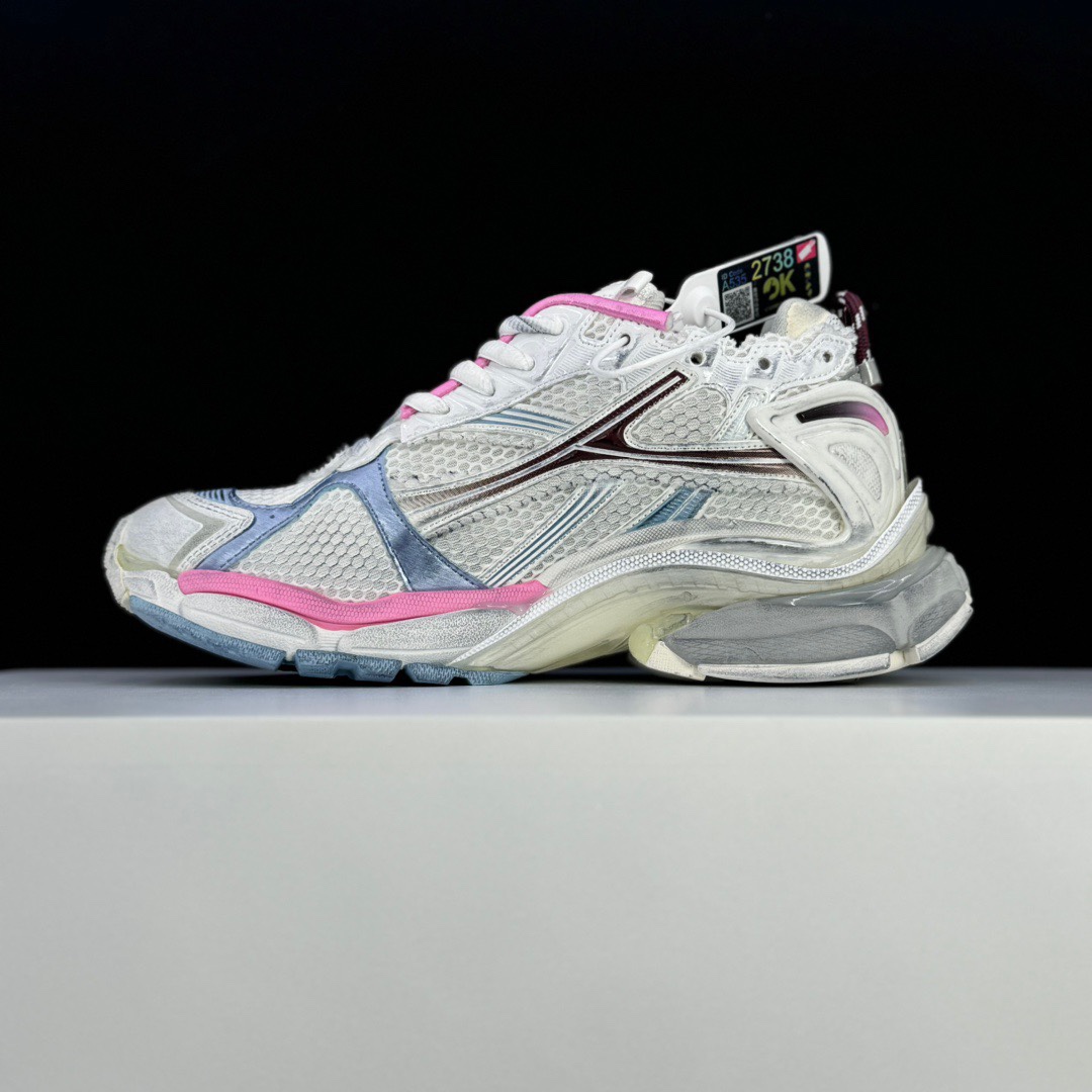 Balenciaga Runner Gradient Sneaker In White, Brown, Blue, Pink And Grey Mesh - EUR FASHION