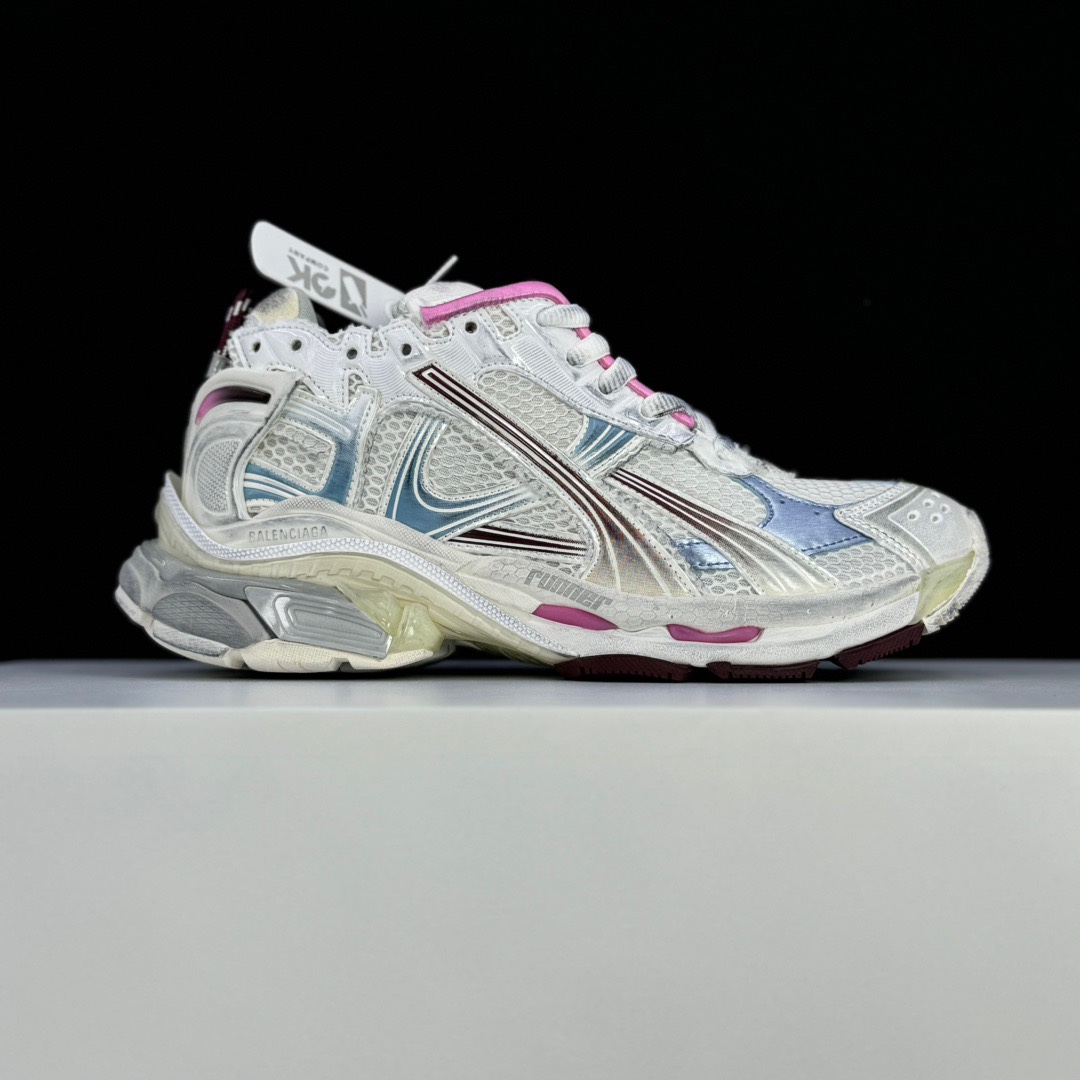 Balenciaga Runner Gradient Sneaker In White, Brown, Blue, Pink And Grey Mesh - EUR FASHION