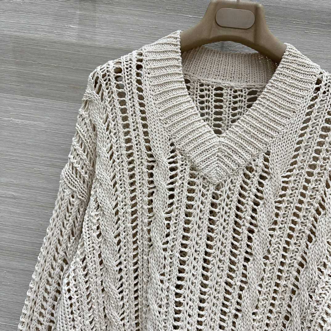 Brunello Cucinelli Jute And Cotton Cable & Mesh Sweater - EUR FASHION