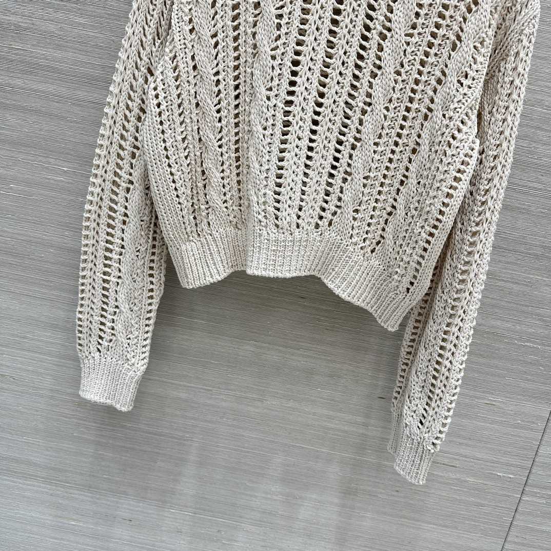 Brunello Cucinelli Jute And Cotton Cable & Mesh Sweater - EUR FASHION