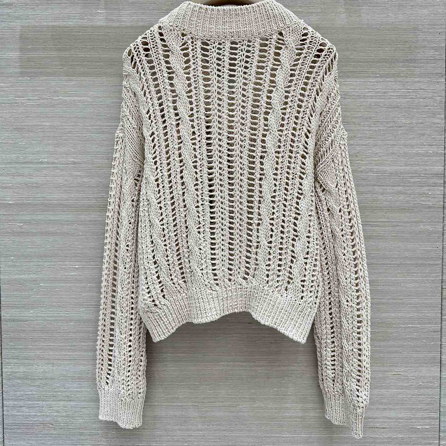 Brunello Cucinelli Jute And Cotton Cable & Mesh Sweater - EUR FASHION