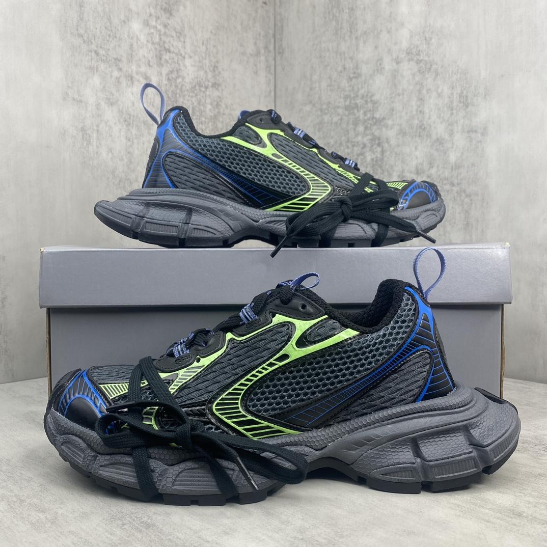 Balenciaga 3XL Sneaker In Dark Grey, Black, Blue And Green Mesh - EUR FASHION