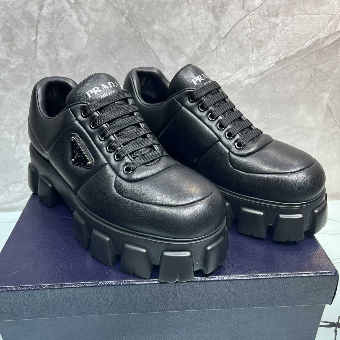 Prada Padded Nappa Leather Lace-up Shoes - EUR FASHION