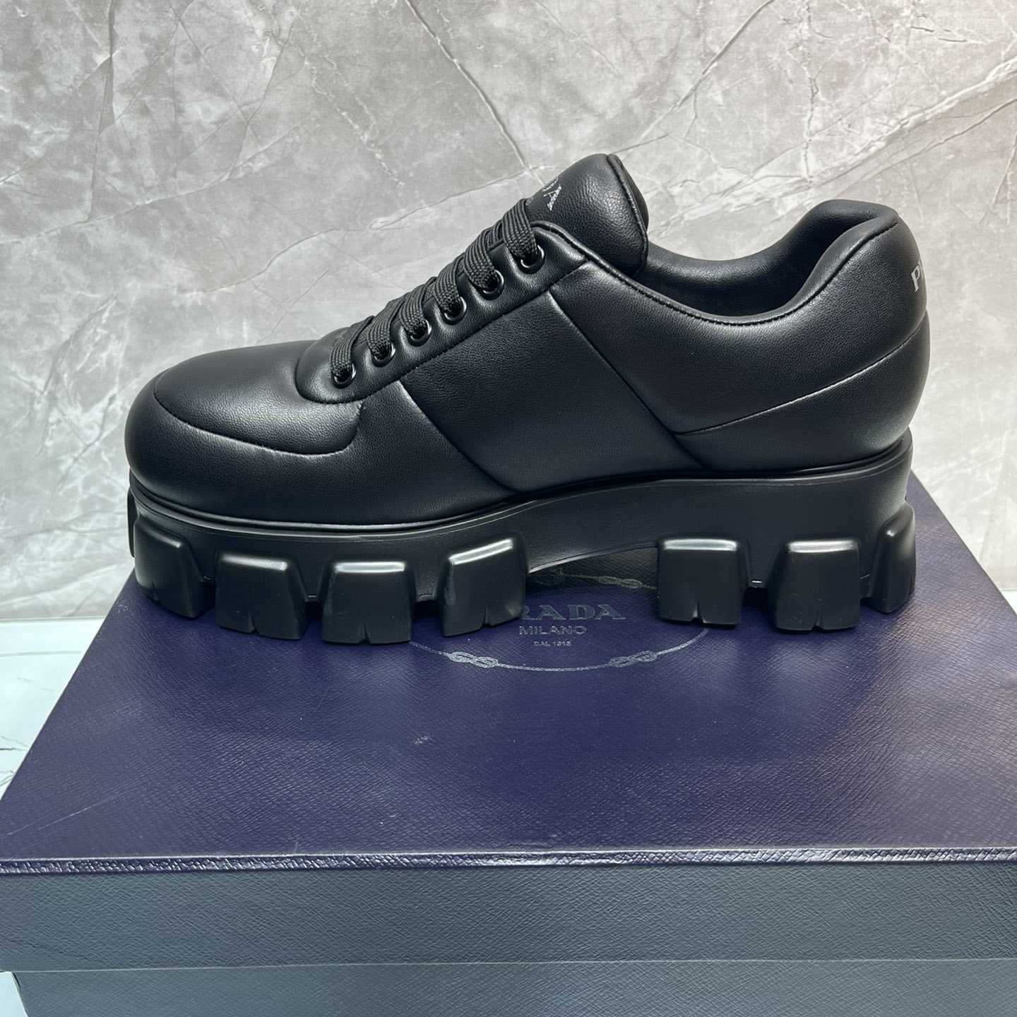 Prada Padded Nappa Leather Lace-up Shoes - EUR FASHION