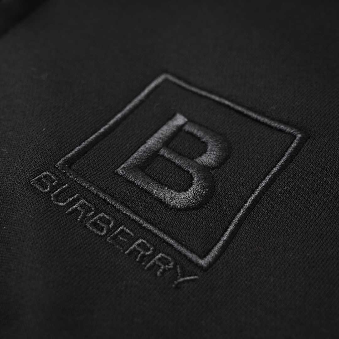 Burberry Black Logo Embroidery Cotton Hooded Zip-Up Sweatshi - EUR FASHION