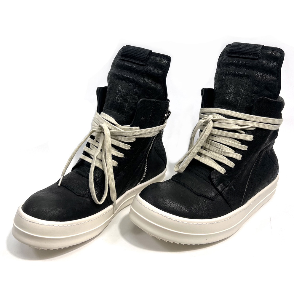 Rick Owens Leather High-Top Sneakers - EUR FASHION