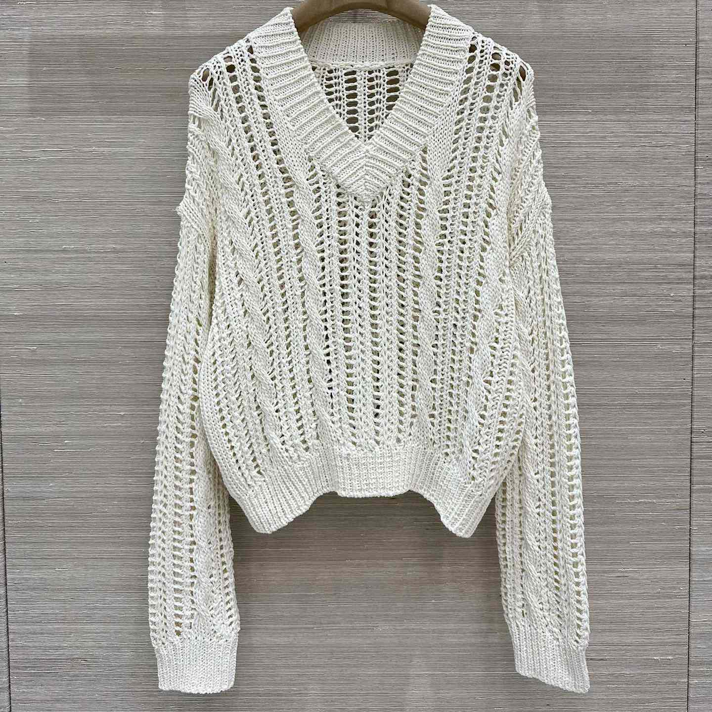 Brunello Cucinelli Jute And Cotton Cable & Mesh Sweater - EUR FASHION