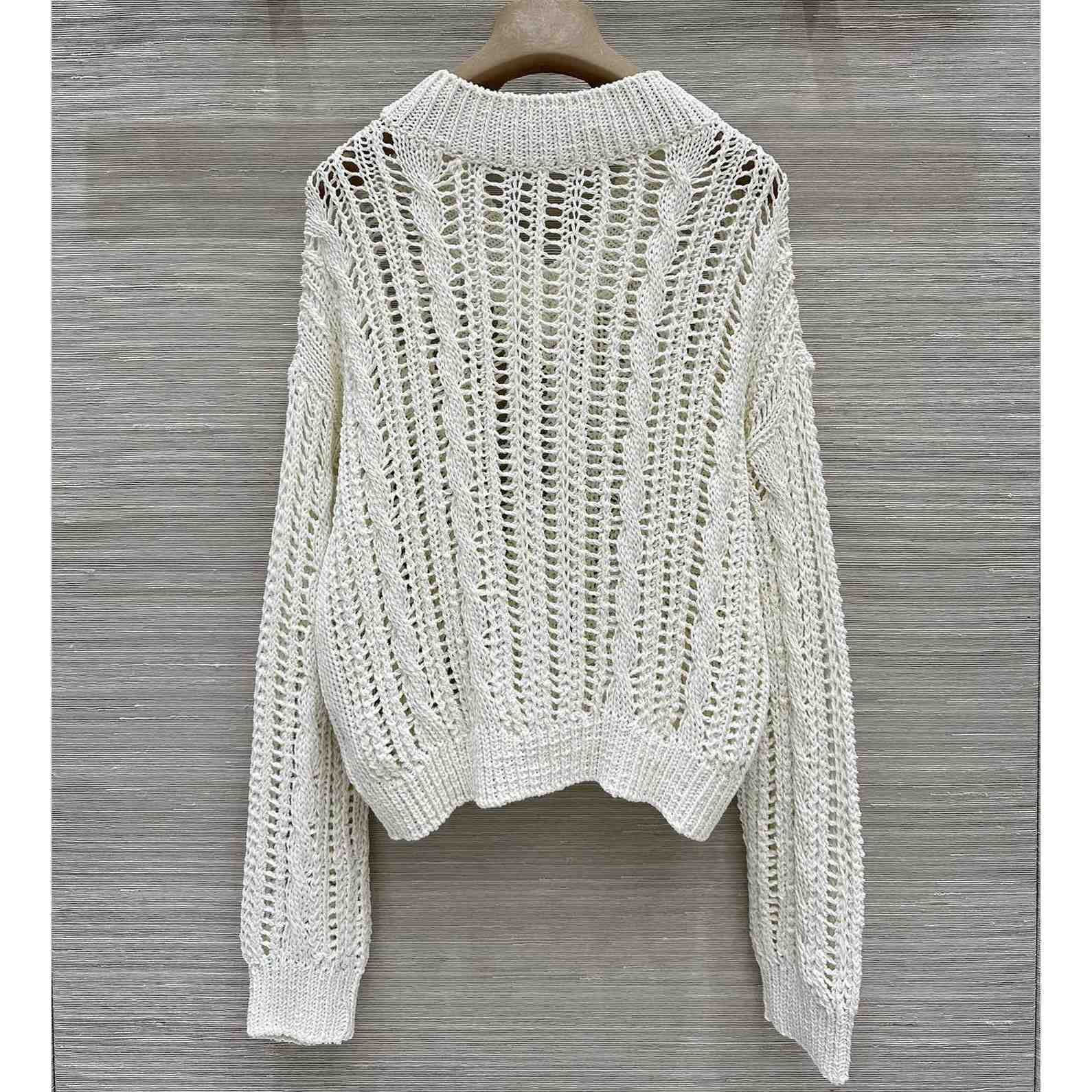 Brunello Cucinelli Jute And Cotton Cable & Mesh Sweater - EUR FASHION