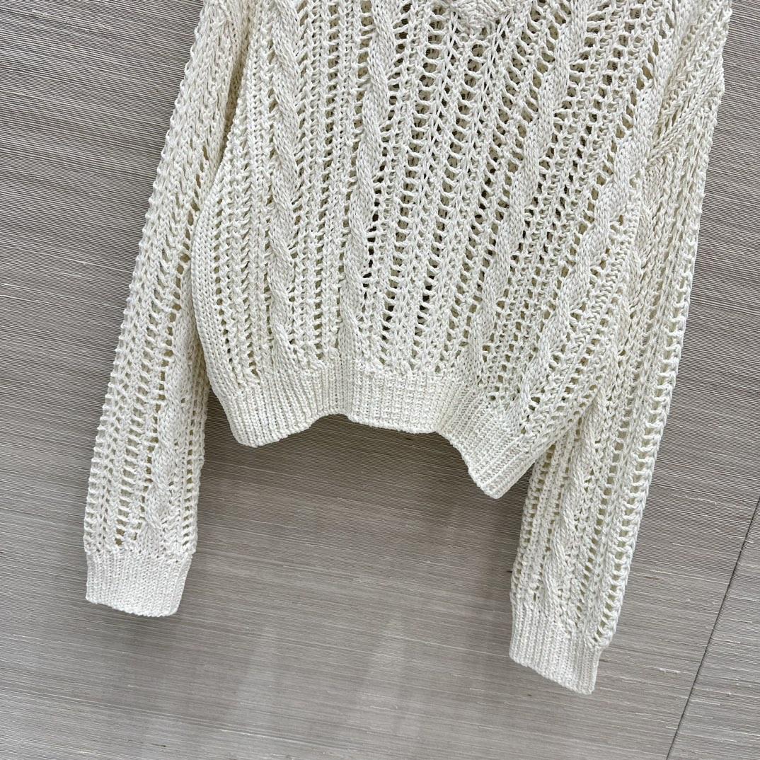 Brunello Cucinelli Jute And Cotton Cable & Mesh Sweater - EUR FASHION